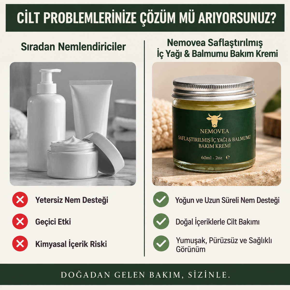 Saflaştırılmış İç Yağı & Balmumu Bakım Kremi