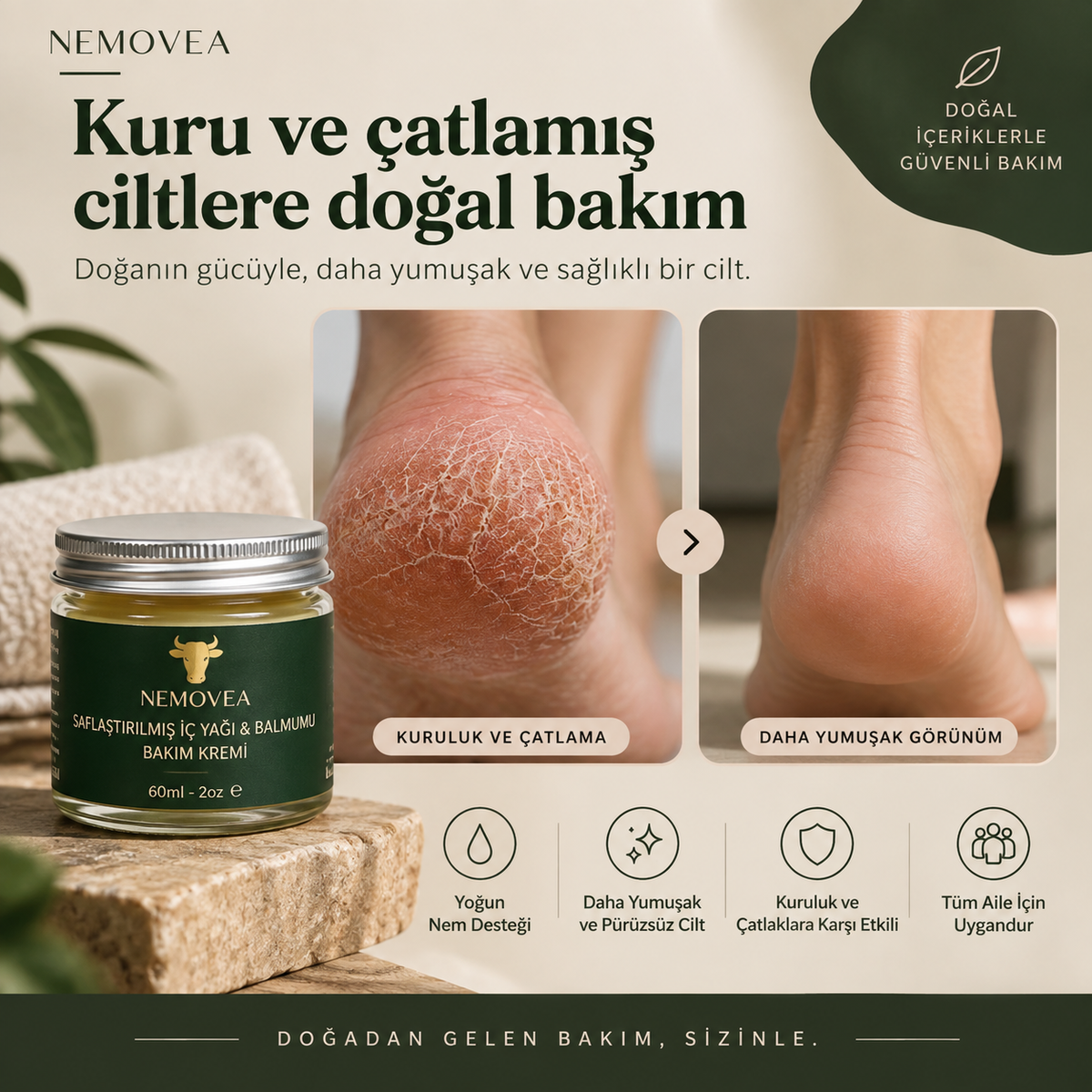 Saflaştırılmış İç Yağı & Balmumu Bakım Kremi